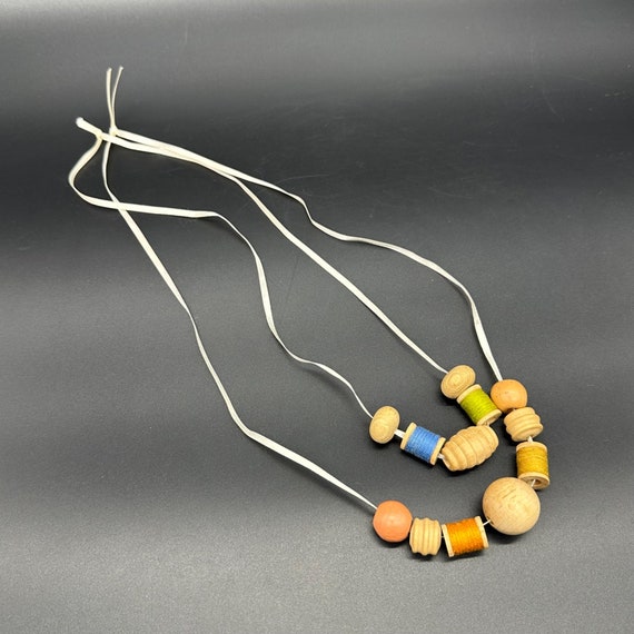 2 Colliers Vintage En Perles De Bois - Occasion, Style Naturel Et Bohème