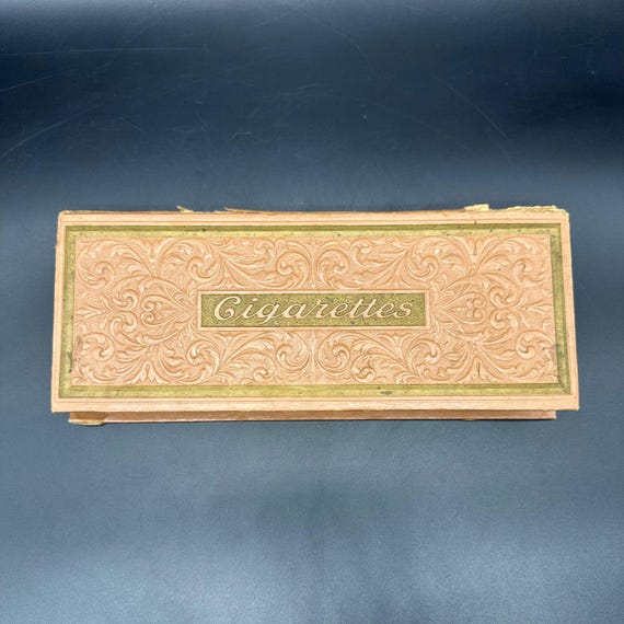Vintage Embossed Cardboard Cigarette Box Retro Storage Container Trinket  Jewelry 1950s