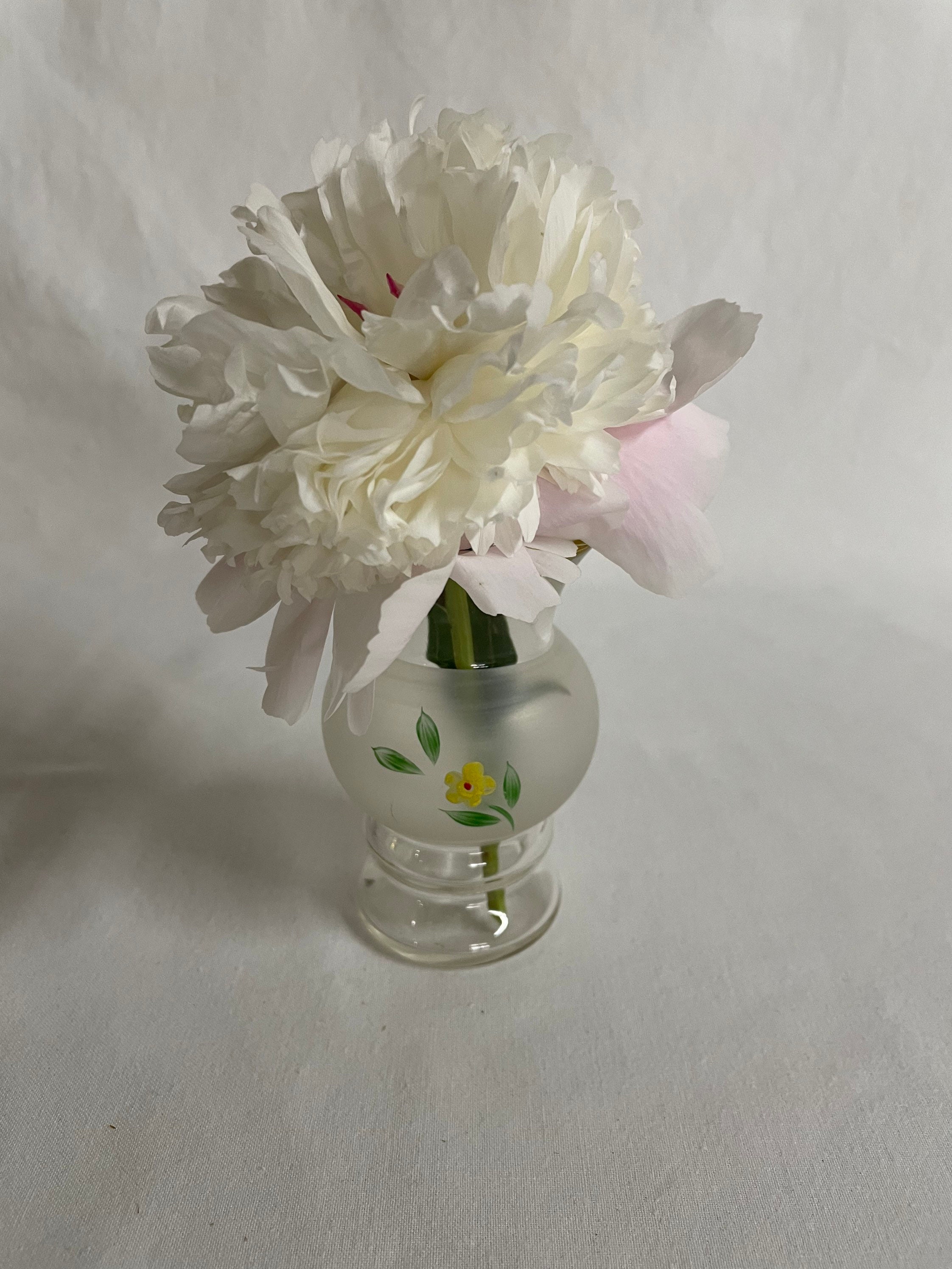 Vintage Flower Vase by Indiana Glass Bartlett Collins Hand Painted Vintage Flower Vase by Indiana Glass Bartlett Collins Hand Painted