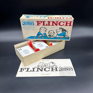 Juego de cartas vintage Parker Brothers Flinch de 1963, juego completo, diversión familiar retro.