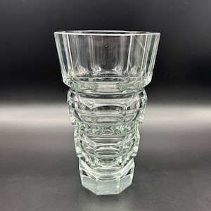 Josef Hoffman Moser Vase Prism Faceted Crystal Glass Art Deco 1930s 8 Inch Clear UV Glows Uranium