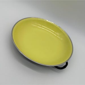 Vintage Yellow Enamelware Skillet Pan Cookware Emo Yugoslavia Frying Saute