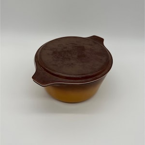 Vintage Pyrex Casserole Dish Cinderella Old Orchard Brown Bakeware 474 USA READ