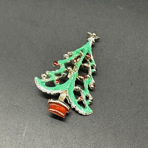 Vintage Christmas Tree Brooch Pin Enamel Holiday Jewelry Retro Festive