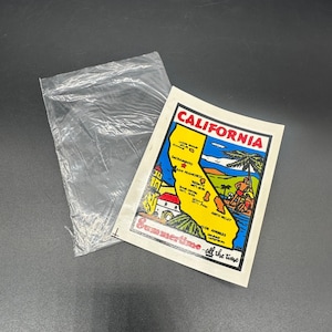 Vintage California Souvenir Decal 1970s Travel Summertime All The Time Retro Map