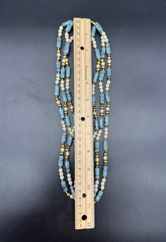 Vintage Beaded Necklace 3 Strands Golden Girls Pl… - image 6