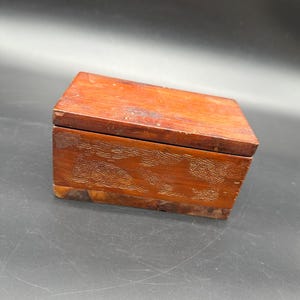 Vintage Handmade Folk Art Wooden Trinket Box Rustic Jewelry Stash As Is