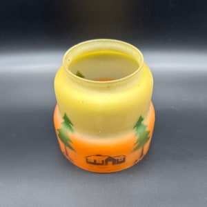 Antique Lamp Shade Light Fixture Cover 1920s Glass Cabin Lodge Orange Yellow