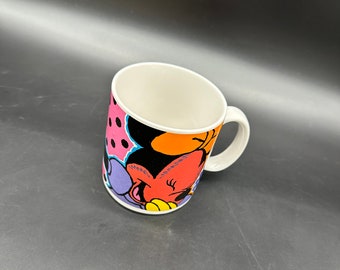 Vintage Coffee Mug Minnie Mouse Disney Applause 1990s Color Block Polka Dot