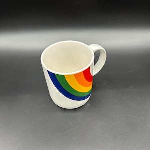 Vintage Coffee Mug Cup Rainbow 1984 FTD Made In Korea Kitsch Ceramic