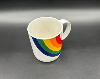Vintage Coffee Mug Cup Rainbow 1984 FTD Made In Korea Kitsch Ceramic