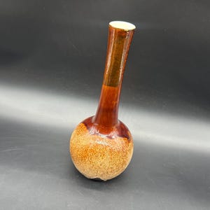 Vintage Vase 1970s Earthtone Brown Drip Glaze Ceramic Boho Retro Textured