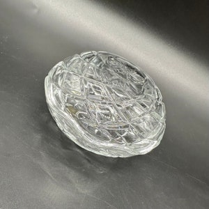 Vintage Trinket Dish Clear Glass Italian 2 Piece Round Scalloped Edge Italy Jewelry