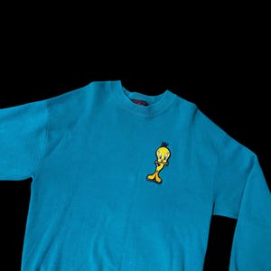 Sudadera vintage de los años 90 con Piolín de Looney Tunes, verde, con parche grande de EE. UU.