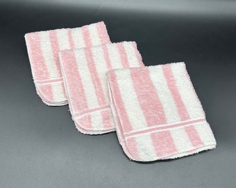 Vintage Washcloth Pink White Stripes Tastemaker JP Stevens USA Cotton 1980s