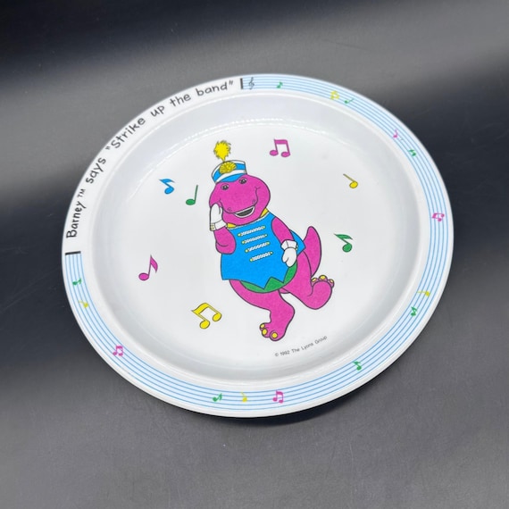 Vintage Barney The Purple Dinosaur Plate Strike Up The Band Plastic 1992 Kids