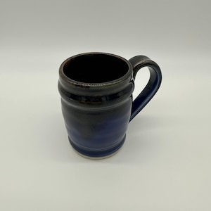 Art Pottery Mug Coffee Cup Signed LA Blue Black