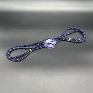 Vintage Royal Blue belt leather strap gold-toned seashell-shaped buckle NicoBlu® Tinsley Leather Belt in Croc-Embossed Navy main image 4