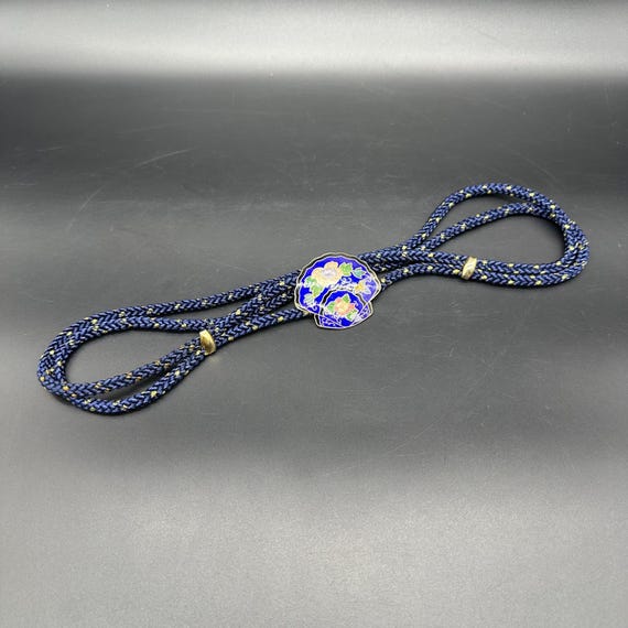 Vintage Braided Rope Belt Floral Enamel Seashell Buckle Gold  display picture 1
