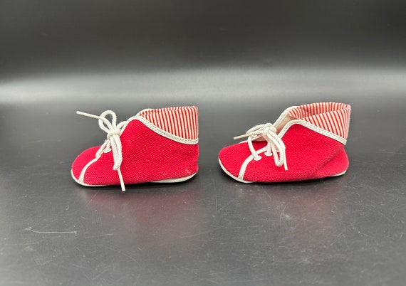 Vintage Baby Shoes Crib Doll Fabric Lace Up Baby … - image 2