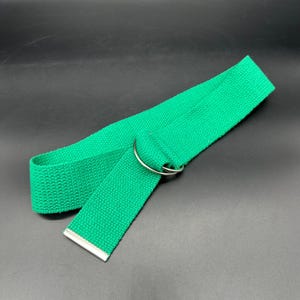 Vintage Grüner Gürtel Doppel D Ring Schnalle Größe Small 1980er Jahre Retro Mode Accessoire