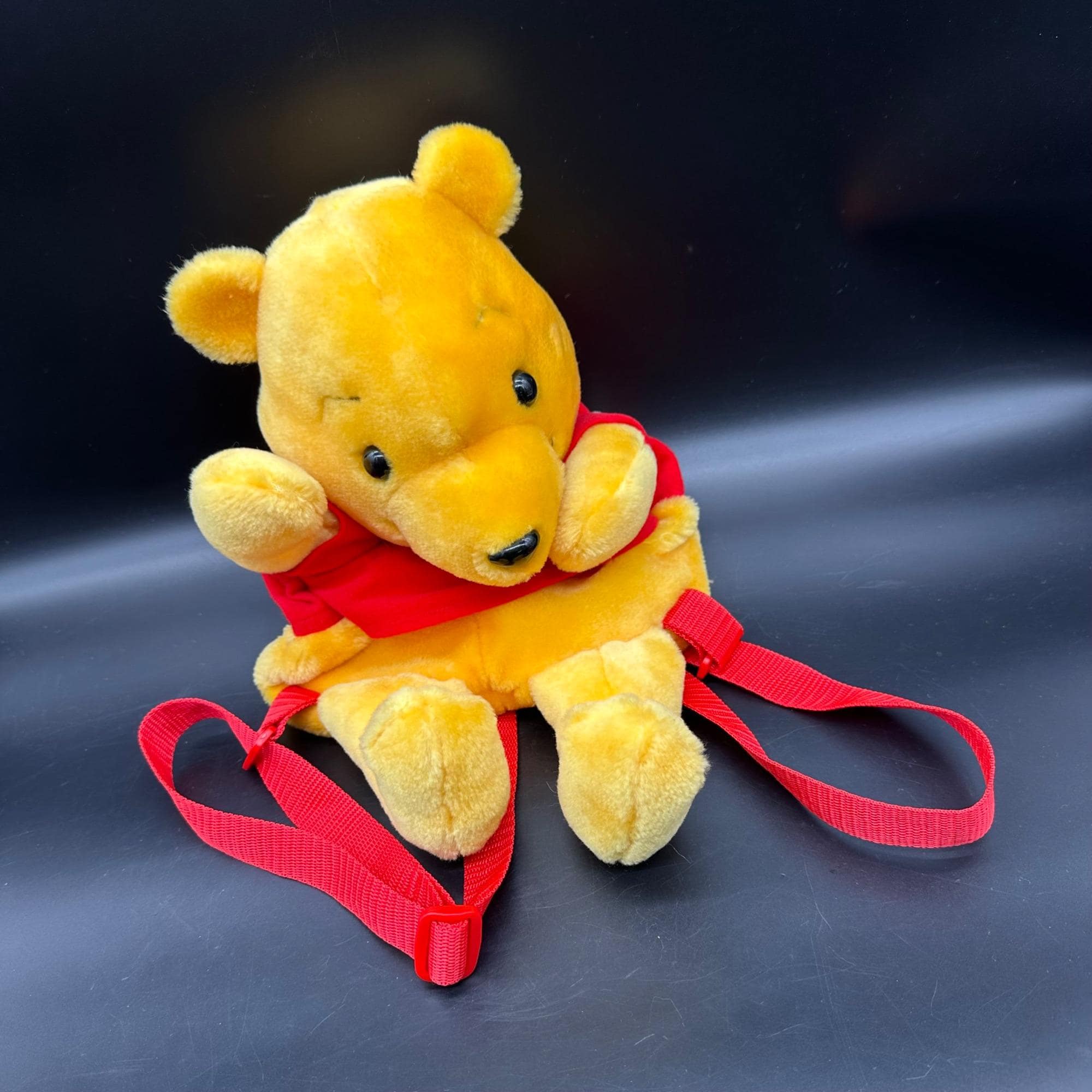 90s Disney Store Winnie The Pooh Plush Backpack Bag Purse Vintage Stuffed Animal Winnie the Pooh Bear Small Drawstring Plush Backpack Pink  main image 3
