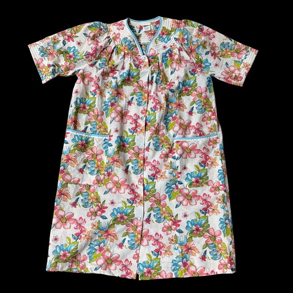 Vintage Duster Robe Housecoat Floral  Pockets Tro… - image 2