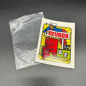 Vintage 1970s Nevada Souvenir Decal Cowboy Casino Travel Retro Dice Las Vegas