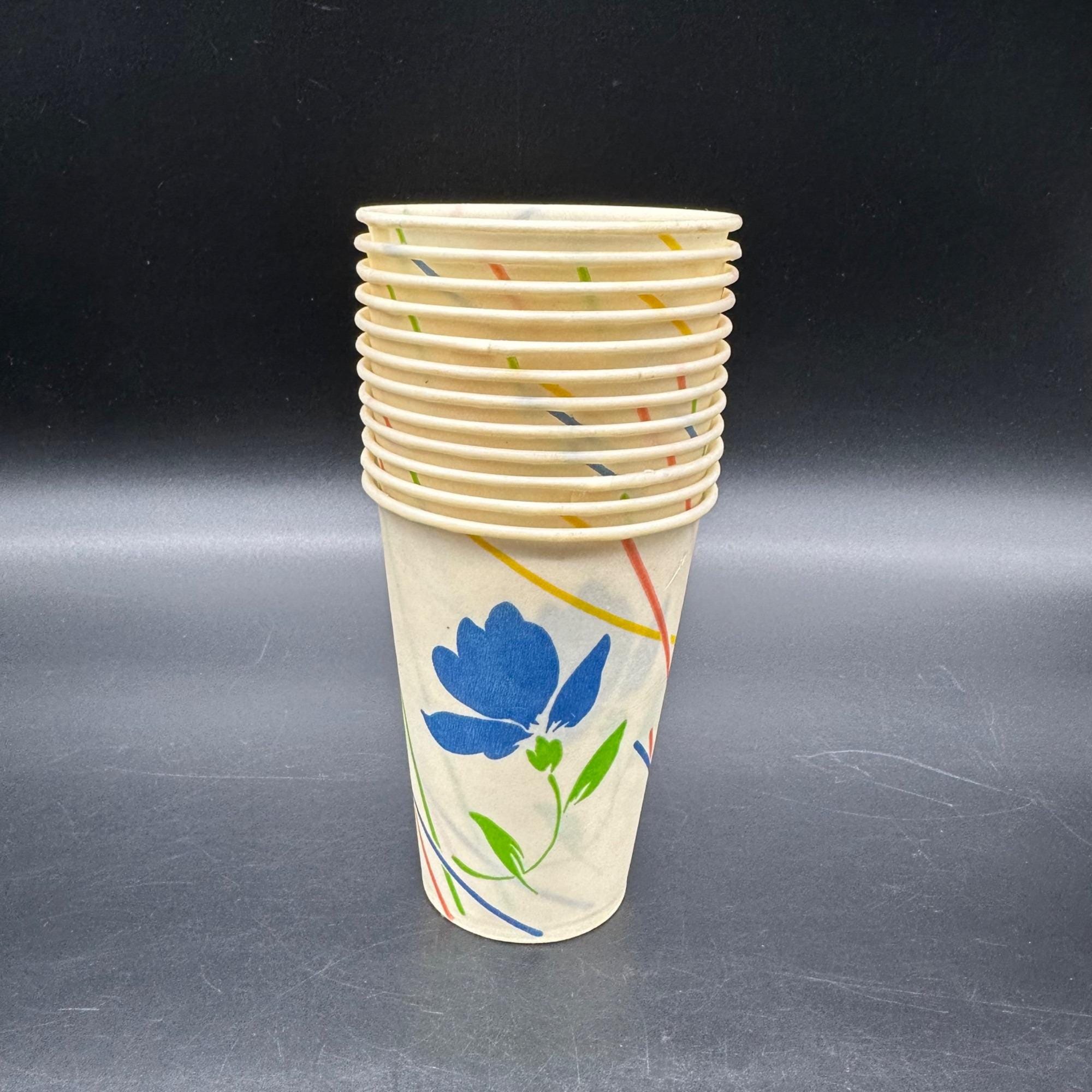 Vintage Dixie Cups 1985 Pastels Floral Retro Waxed Paper Flowers
