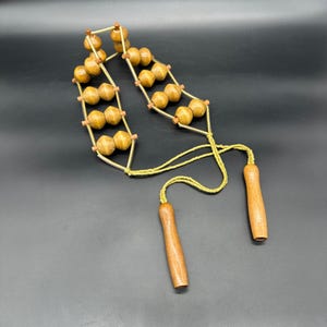 Vintage Back Massager Wooden Bead Ball Body Neck Relaxing Self Hand Held