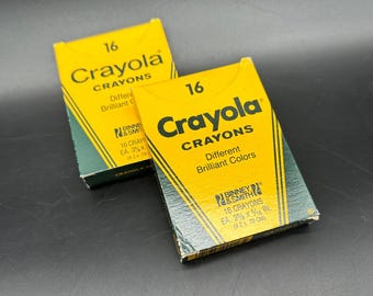 Vintage Crayola Crayons 16 Count Boxes Brilliant Colors Binney Smith Made In USA