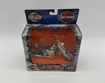 Harley Davidson vintage, motocicleta coleccionable personalizada Nightfire Flame, escala 1:17, Metal Maxx