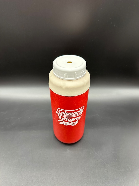 Vintage Insulated Water Bottle Coleman Tuffoams Red Foam Missing Straw 