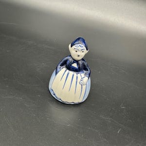 Vintage Delft Miniature Figurine Dutch Woman Blue Dress Kitschy Hand Painted