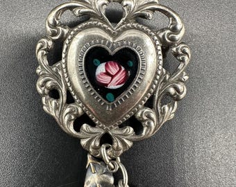 ヴィンテージ ハート ブローチ キューピッド ハート チャーム 矢