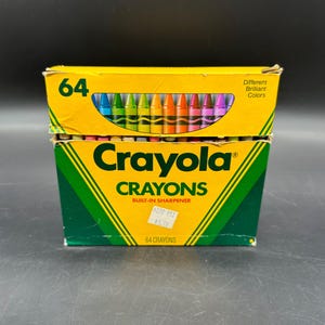 Vintage Crayola Crayons 64 Count Box Built In Sharpener 1990 Used Missing 5 As Is