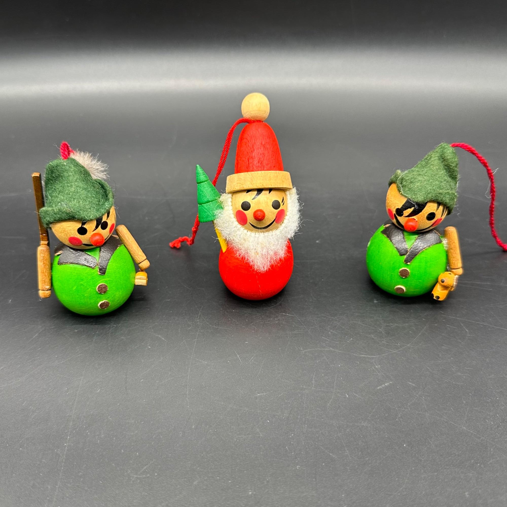 ヴィンテージ 木製 クリスマス オーナメント サンタクロース エルフ