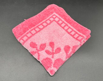 Vintage Washcloth Pink Flower Daisy Floral Bathroom St Marys USA 1970 Terrycloth