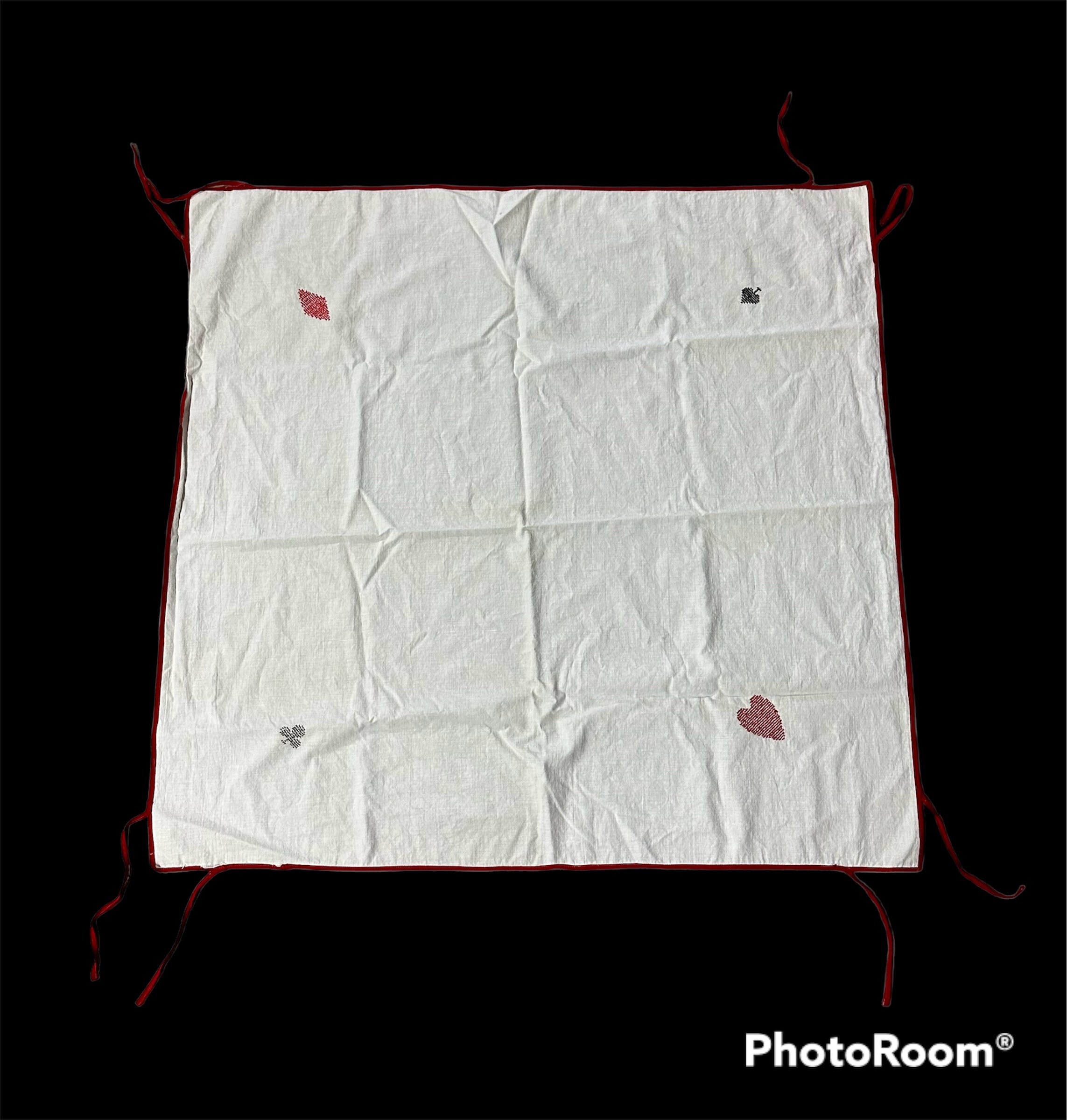Vintage Card Tablecloth Poker Card Suits Tieon Cross Stitch Handmade