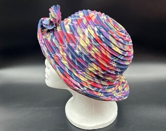 Vintage Plaid Hat 1990s Pink Blue Flower Brooch Accent Y2K Womens Liz Claiborne Vintage Plaid Hat 1990s Pink Blue Flower Brooch Accent Y2K  main image 4
