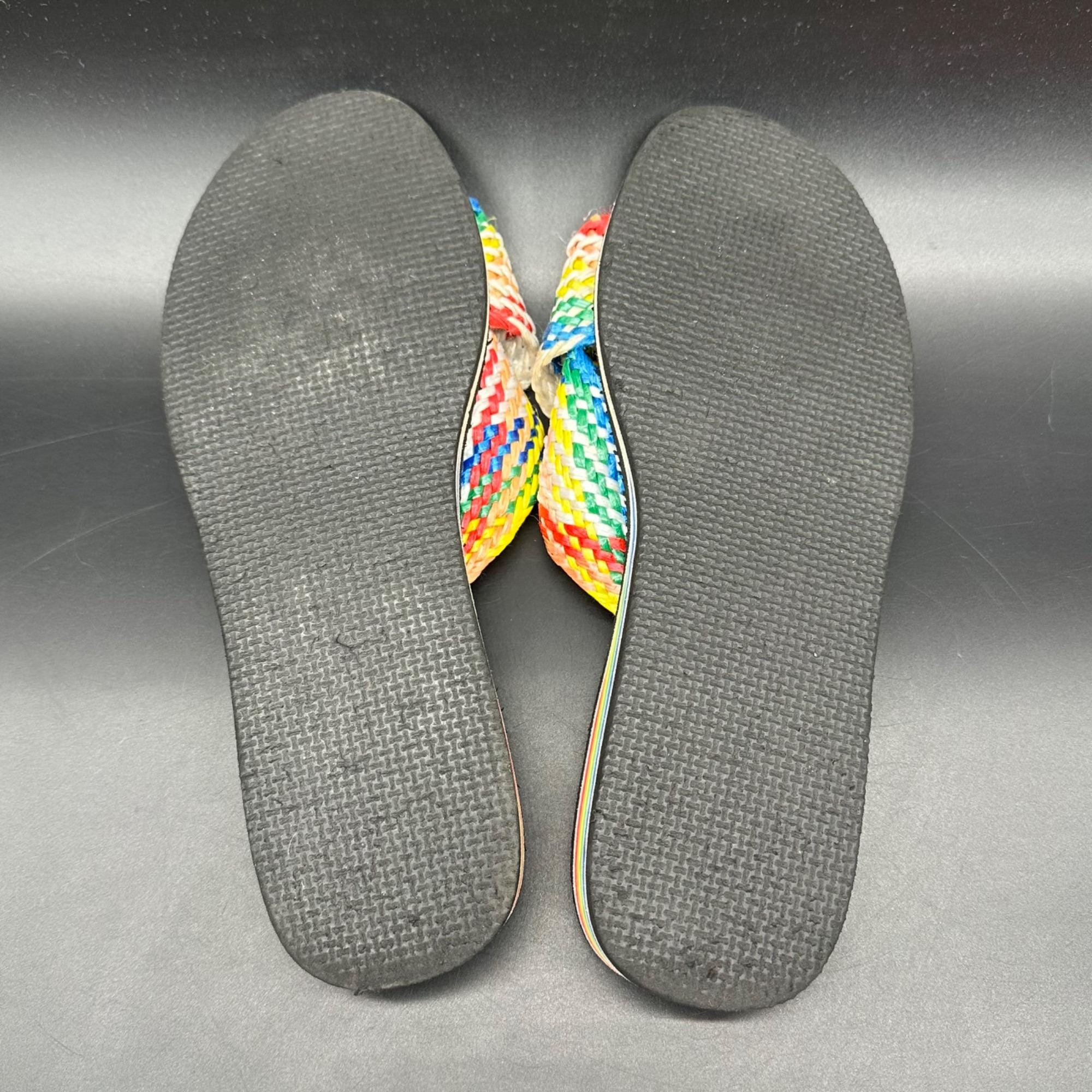 Vintage Hawaii Rainbow Vinyl Sandals Slides circa 1980s Size 10 Exclusive Black 1980s Flip Flops Vintage Sandals Hawaii Rainbow Black | Pure  main image 4