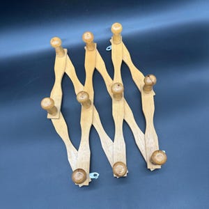 Vintage Expandable Wooden Wall Mounted 10 Pegs Rack Mug Hat Jacket Holder