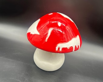 Vintage Pilz Fliegenpilz Figurine Rot Weiß Keramik Dekor Retro Kitsch Cottage
