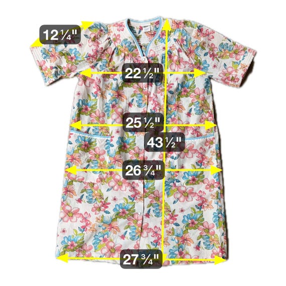 Vintage Duster Robe Housecoat Floral  Pockets Tro… - image 7