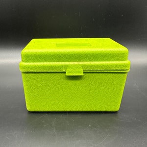 Vintage File Box Index Card Holder Green Sterling Plastic 1964 MCM Retro Storage