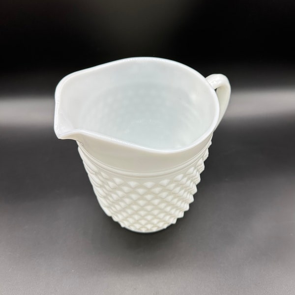 Vintage Hobnail Pitcher White Milk Glass 8 Inch Anchor Hocking