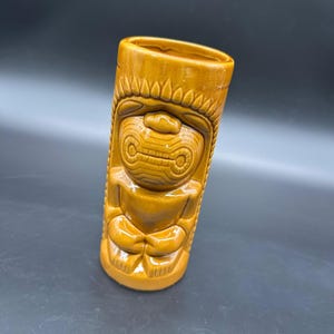 Vintage Tiki Mug Hawaiian God Mid Century Ceramic Brown Barware Vase Retro Cup