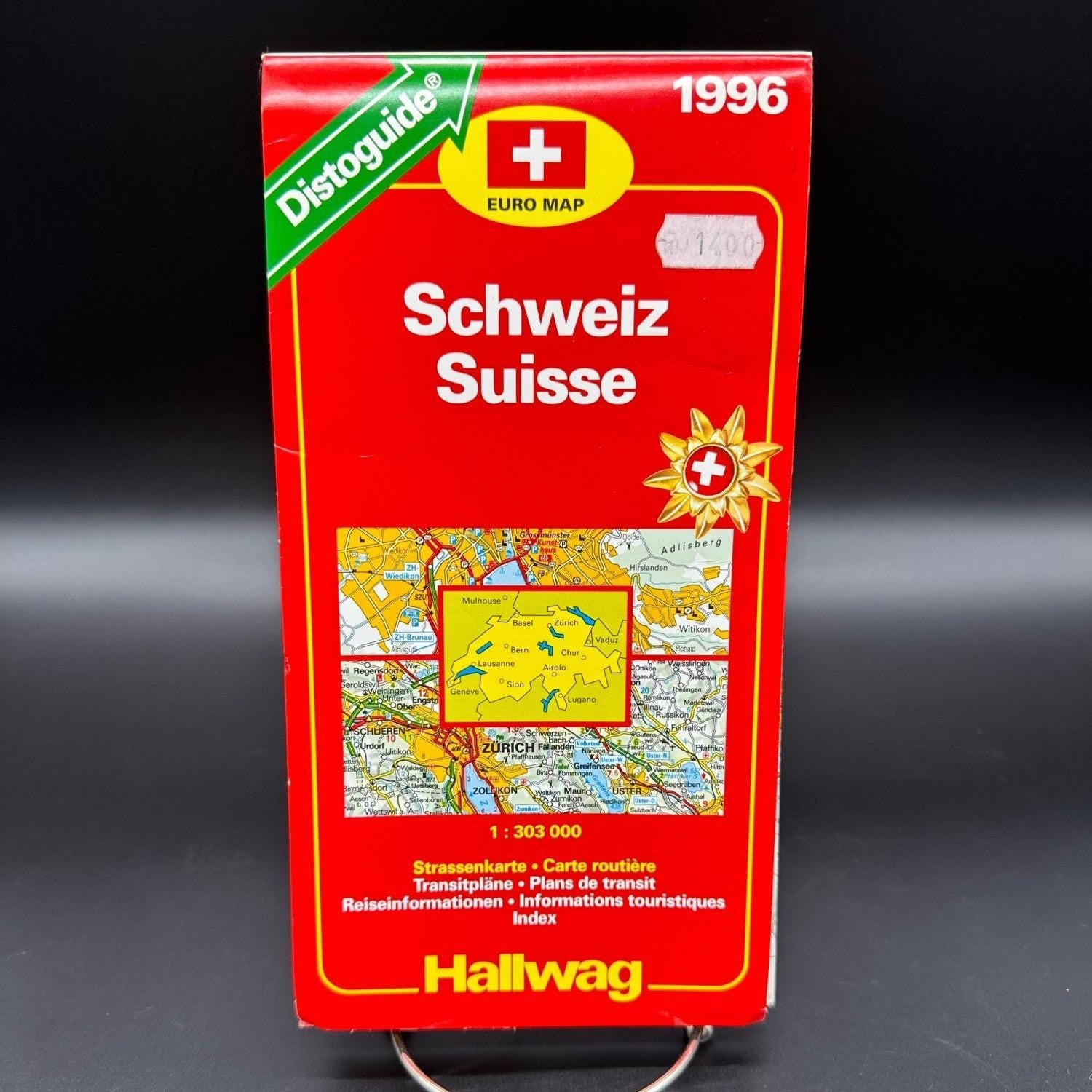 Vintage Hallwag 1996 Schweiz Suisse Switzerland Map Road Transit