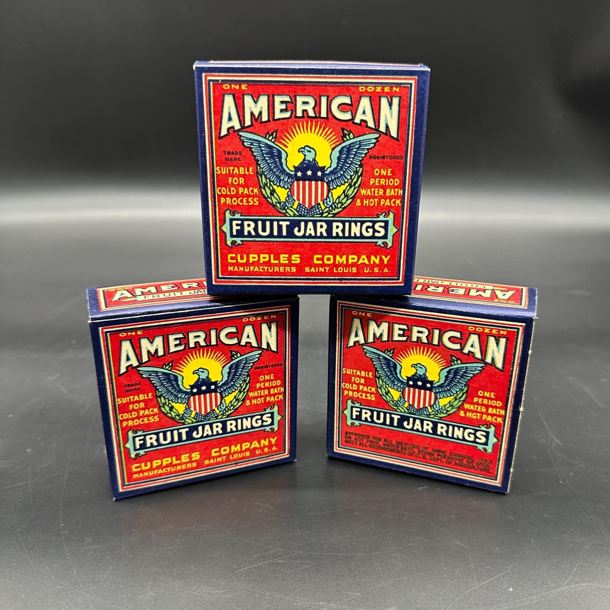 Antique American Fruit Jar Rings 1920s New Old Stock Lot of 3 Vintage  Advertising