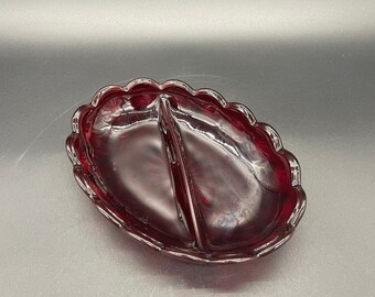 Red Divided Dish - Etsy